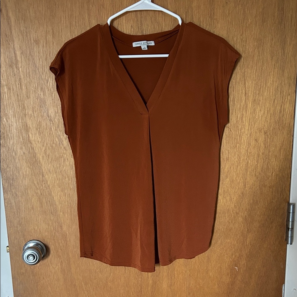 Green Envelope Women's Rust V-Neck Blouse